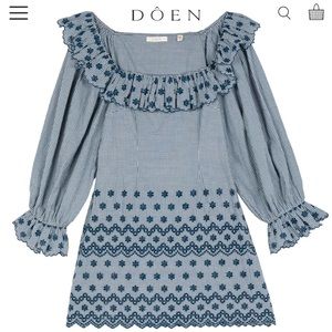 DOEN FRANIQUE DRESS IN AZURE PARIS GINGHAM - NWT